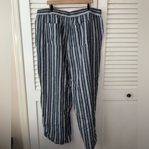 NWT Old Navy High Waised Wide Leg Linen Blend Pants XXL Striped Beachy Pull-On - Picture 6 of 6